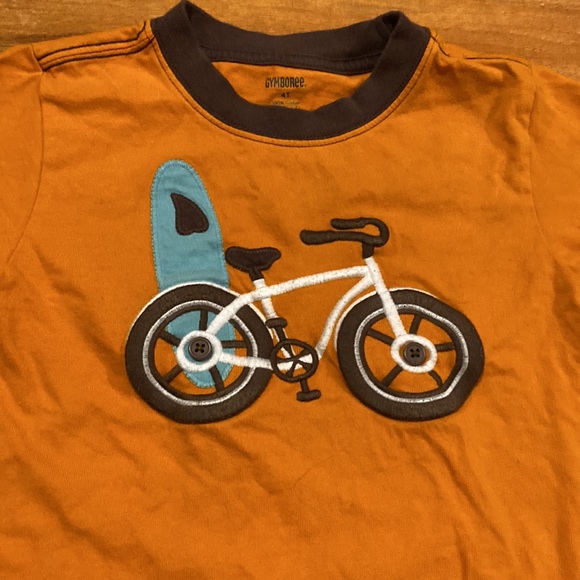 Boy’s Size 4 Gymboree T-shirts-Bundle of 2: Orange Bicycle & Turquoise Shark-EUC - Picture 3 of 9